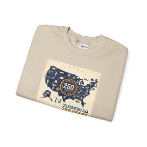 Usa 250th Anniversary Crewneck Sweatshirt, Celebrating 250 Years Map Design - Sweatshirts - m