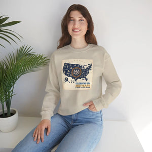 Usa 250th Anniversary Crewneck Sweatshirt, Celebrating 250 Years Map Design - Sweatshirts - m
