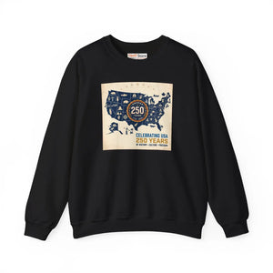 Usa 250th Anniversary Crewneck Sweatshirt, Celebrating 250 Years Map Design - Sweatshirts - m