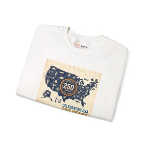 Usa 250th Anniversary Crewneck Sweatshirt, Celebrating 250 Years Map Design - Sweatshirts - m