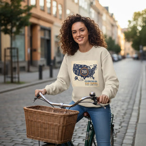 Usa 250th Anniversary Crewneck Sweatshirt, Celebrating 250 Years Map Design - Sweatshirts - m