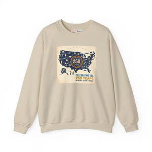 Usa 250th Anniversary Crewneck Sweatshirt, Celebrating 250 Years Map Design - Sweatshirts - m
