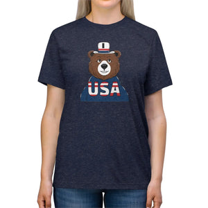 Patriotic Bear Usa Flag T-shirt Soft Triblend Tee - Dipaliz - T-shirts