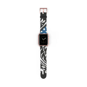 Watch Band - Usa Flag Colors Faux Leather Style - Dipaliz - 38 - 41 Mm / Rose Gold Matte - Bands