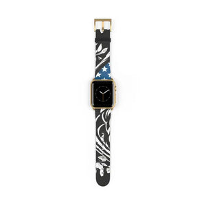 Watch Band - Usa Flag Colors Faux Leather Style - Dipaliz - 38 - 41 Mm / Gold Matte - Bands