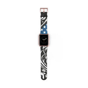 Watch Band - Usa Flag Colors Faux Leather Style - Dipaliz - 42 - 45 Mm / Rose Gold Matte - Bands