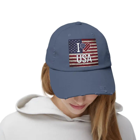 Usa Flag Cotton Unisex Distressed Cap - Hats
