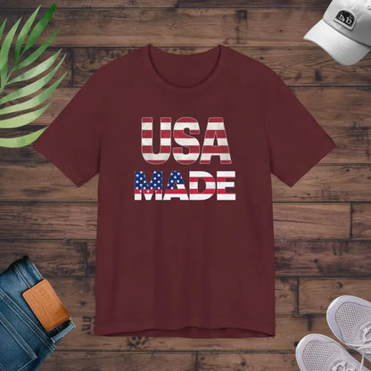 Star-spangled Usa Made 4th of July Unisex Tee - Maroon / s T-shirt