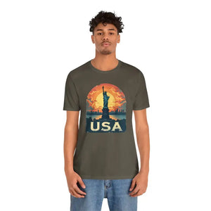 Bold Unisex Jersey Tee Usa Sunset Design Freedom Style - Dipaliz - T-shirts