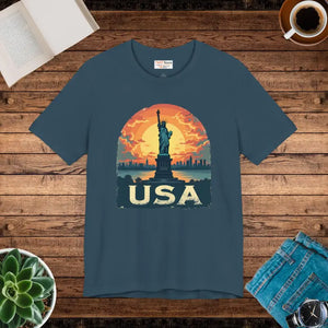 Bold Unisex Jersey Tee Usa Sunset Design Freedom Style - Dipaliz - T-shirts