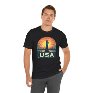 Bold Unisex Jersey Tee Usa Sunset Design Freedom Style - Dipaliz - T-shirts