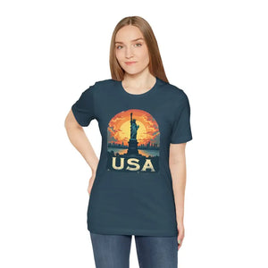 Bold Unisex Jersey Tee Usa Sunset Design Freedom Style - Dipaliz - T-shirts
