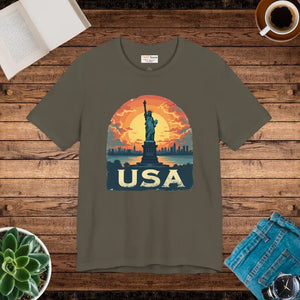 Bold Unisex Jersey Tee Usa Sunset Design Freedom Style - Dipaliz - T-shirts
