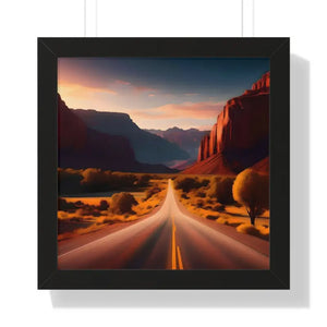 Framed Horizontal Poster Utah Landscape Road Overlooking Epic Views - 16″ x / Black - Posters Prints & Visual Artwork