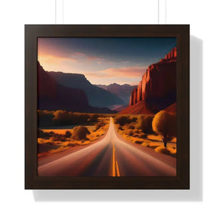 Framed Horizontal Poster Utah Landscape Road Overlooking Epic Views - 16″ x / Walnut - Posters Prints & Visual Artwork