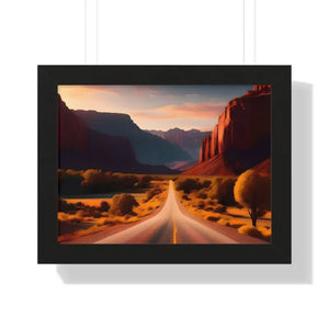 Framed Horizontal Poster Utah Landscape Road Overlooking Epic Views - 16″ x 12″ / Black - Posters Prints & Visual