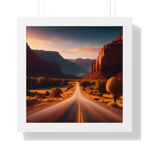 Framed Horizontal Poster Utah Landscape Road Overlooking Epic Views - 16″ x / White - Posters Prints & Visual Artwork