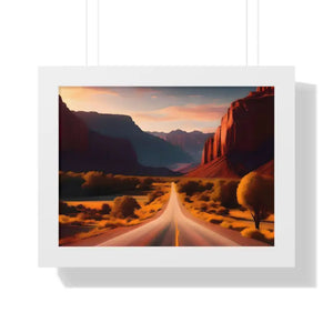 Framed Horizontal Poster Utah Landscape Road Overlooking Epic Views - 16″ x 12″ / White - Posters Prints & Visual