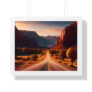 Framed Horizontal Poster Utah Landscape Road Overlooking Epic Views - 20’’ x 16’’ / White - Posters Prints & Visual