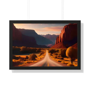 Framed Horizontal Poster Utah Landscape Road Overlooking Epic Views - 30’’ x 20’’ / Black - Posters Prints & Visual