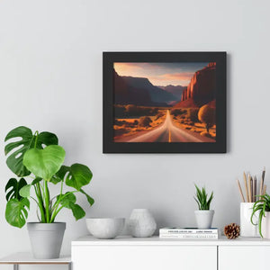 Framed Horizontal Poster Utah Landscape Road Overlooking Epic Views - Posters Prints & Visual Artwork