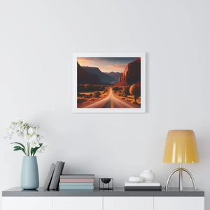 Framed Horizontal Poster Utah Landscape Road Overlooking Epic Views - Posters Prints & Visual Artwork