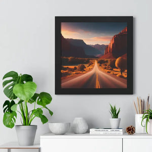Framed Horizontal Poster Utah Landscape Road Overlooking Epic Views - Posters Prints & Visual Artwork