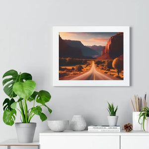 Framed Horizontal Poster Utah Landscape Road Overlooking Epic Views - Posters Prints & Visual Artwork