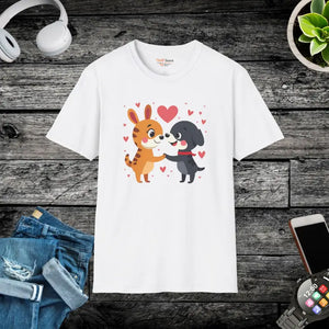 Adorable Valentine’s Day Dogs Unisex Softstyle Tee - Dipaliz - White / s - T-shirts