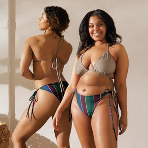 Recycled String Bikini Varsity Stripe Swim - Dipaliz - Classic Bikinis - Xs