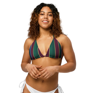 Varsity Stripe Recycled String Bikini Top | Upf50+ Padded - Swimwear Tops - Xs