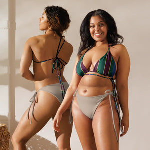 Varsity Stripe Recycled String Bikini Top | Upf50+ Padded - Swimwear Tops - Xs