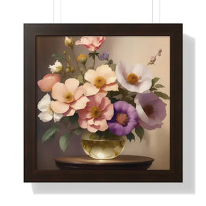 Stunning Vertical Poster Flower Vase Art Premium Framed - Dipaliz - 16″ x / Walnut - Prints