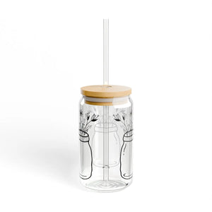 Trendy Wildflower Sipper Glass - 16oz Tritan Straw - Dipaliz - Tumblers