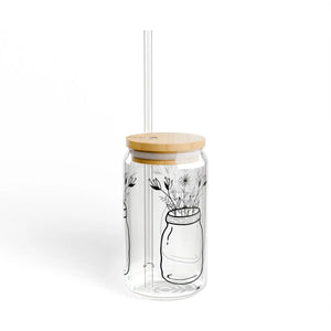 Trendy Wildflower Sipper Glass - 16oz Tritan Straw - Dipaliz - Tumblers