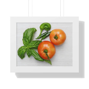 Vegetables Tomato and Basil Gallery Canvas Wraps - Dipaliz - 14″ x 11″ / White - Posters Prints & Visual Artwork