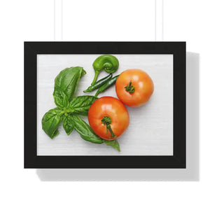 Vegetables Tomato and Basil Gallery Canvas Wraps - Dipaliz - 16″ x 12″ / Black - Posters Prints & Visual Artwork
