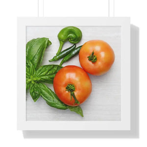 Vegetables Tomato and Basil Gallery Canvas Wraps - Dipaliz - 16″ x / White - Posters Prints & Visual Artwork