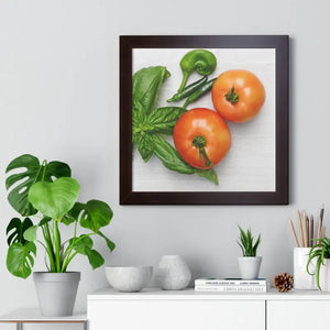 Vegetables Tomato and Basil Framed Poster - Kitchen Wall Art - Dipaliz - 16″ x / Walnut - Posters Prints & Visual