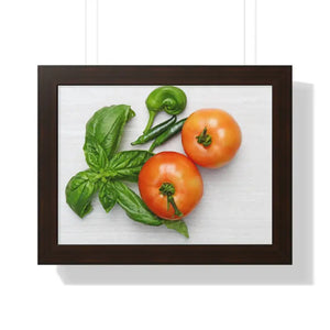 Vegetables Tomato and Basil Gallery Canvas Wraps - Dipaliz - 16″ x 12″ / Walnut - Posters Prints & Visual Artwork