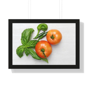 Vegetables Tomato and Basil Gallery Canvas Wraps - Dipaliz - 24″ x 16″ / Black - Posters Prints & Visual Artwork
