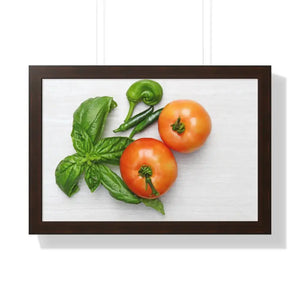 Vegetables Tomato and Basil Gallery Canvas Wraps - Dipaliz - 24″ x 16″ / Walnut - Posters Prints & Visual Artwork