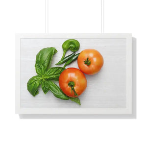 Vegetables Tomato and Basil Gallery Canvas Wraps - Dipaliz - 30’’ x 20’’ / White - Posters Prints & Visual Artwork
