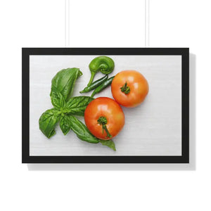 Vegetables Tomato and Basil Gallery Canvas Wraps - Dipaliz - 30’’ x 20’’ / Black - Posters Prints & Visual Artwork