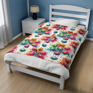 Geometric Velveteen Plush Blanket – Cozy Decor - Dipaliz - Blankets