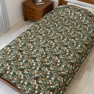 All Over Prints - Velveteen Plush Blanket - Earth Tone Pebble Pattern Cozy Throw 60’’ × 80’’