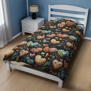 Colorful Hearts Blanket – Plush Velveteen - Dipaliz - Blankets