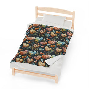 Colorful Hearts Blanket – Plush Velveteen - Dipaliz - Blankets