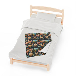 Colorful Hearts Blanket – Plush Velveteen - Dipaliz - Blankets