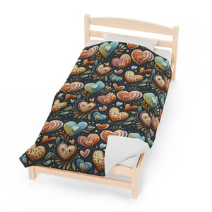 Colorful Hearts Blanket – Plush Velveteen - Dipaliz - Blankets